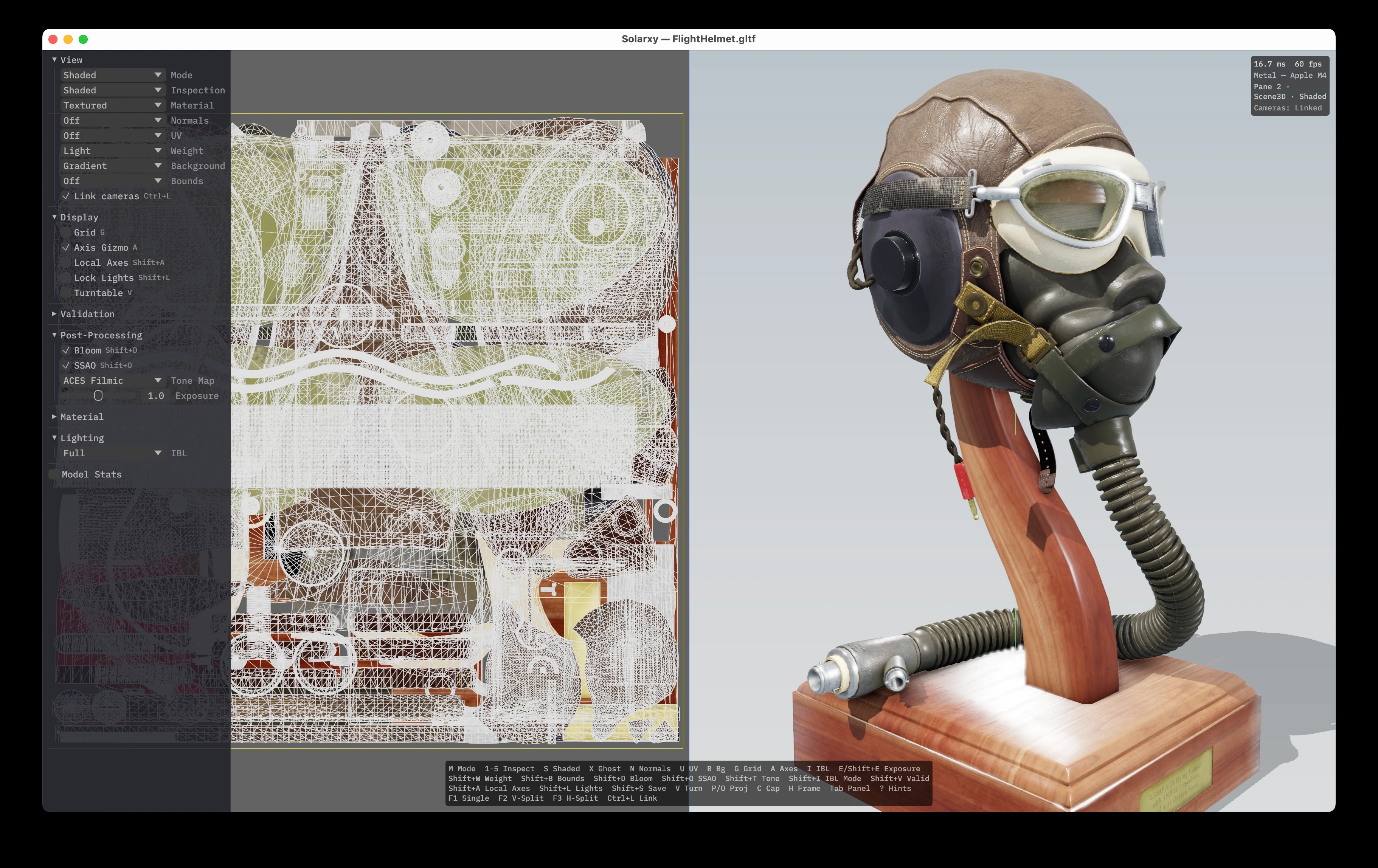 Split viewport with the shaded model in one pane and its UV layout in another.